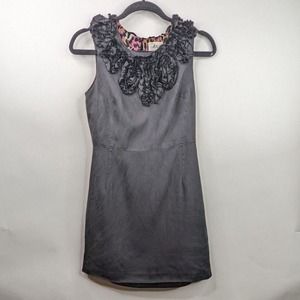 An Original Milly Womens 4 Black Silk Wool Ruffled Sleeveless Little Black Dress